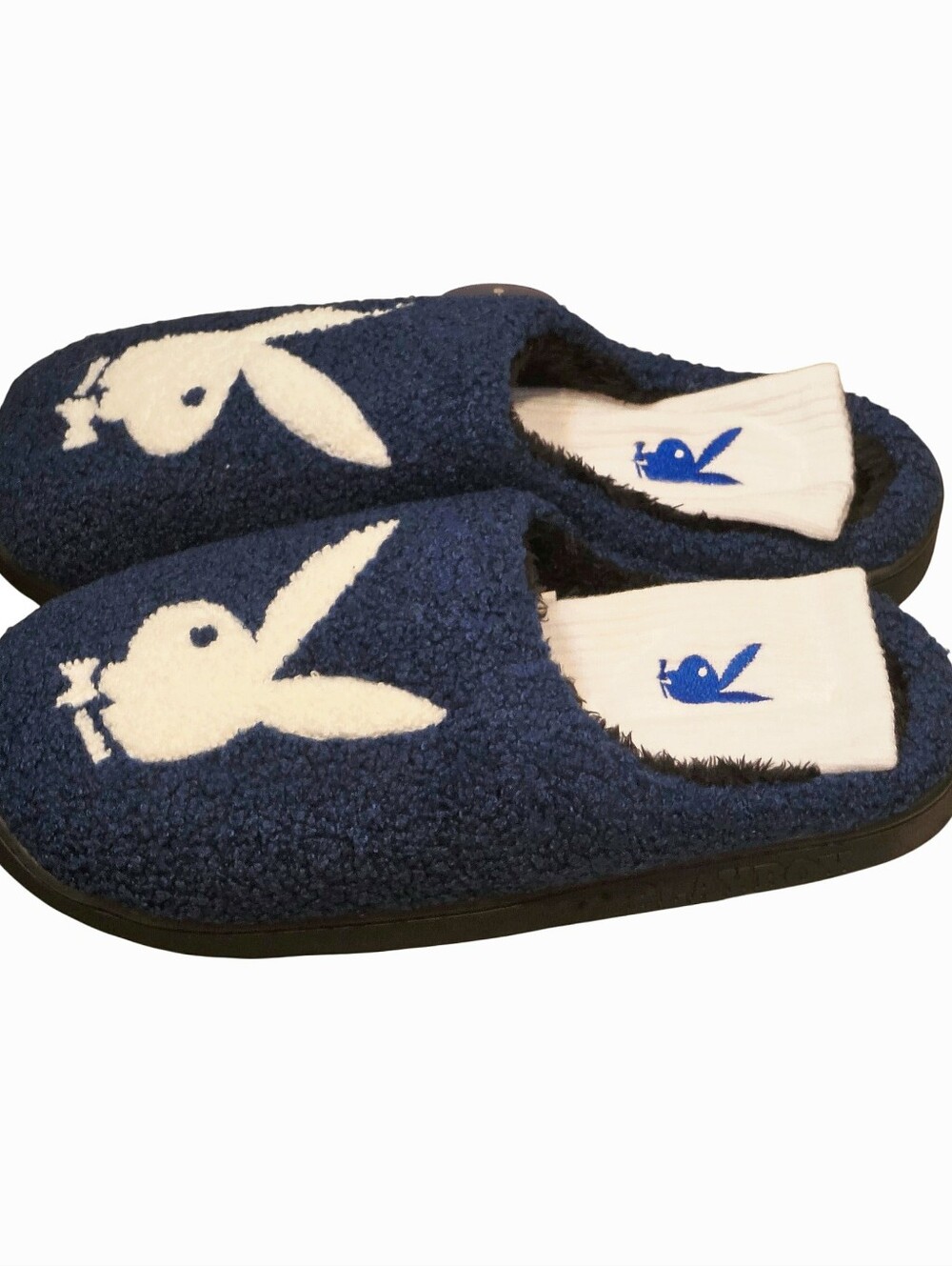 Playboy Bunny Logo Slipper & Sock Gift Set- Blue